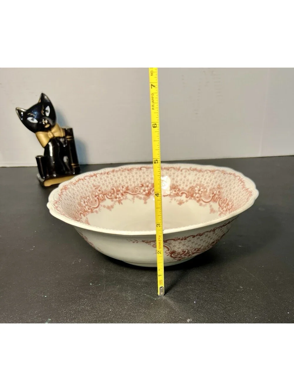 Alfred Meakin Antique 1900s Serving Bowl Kirkstall Pink Transferware, 9x3”